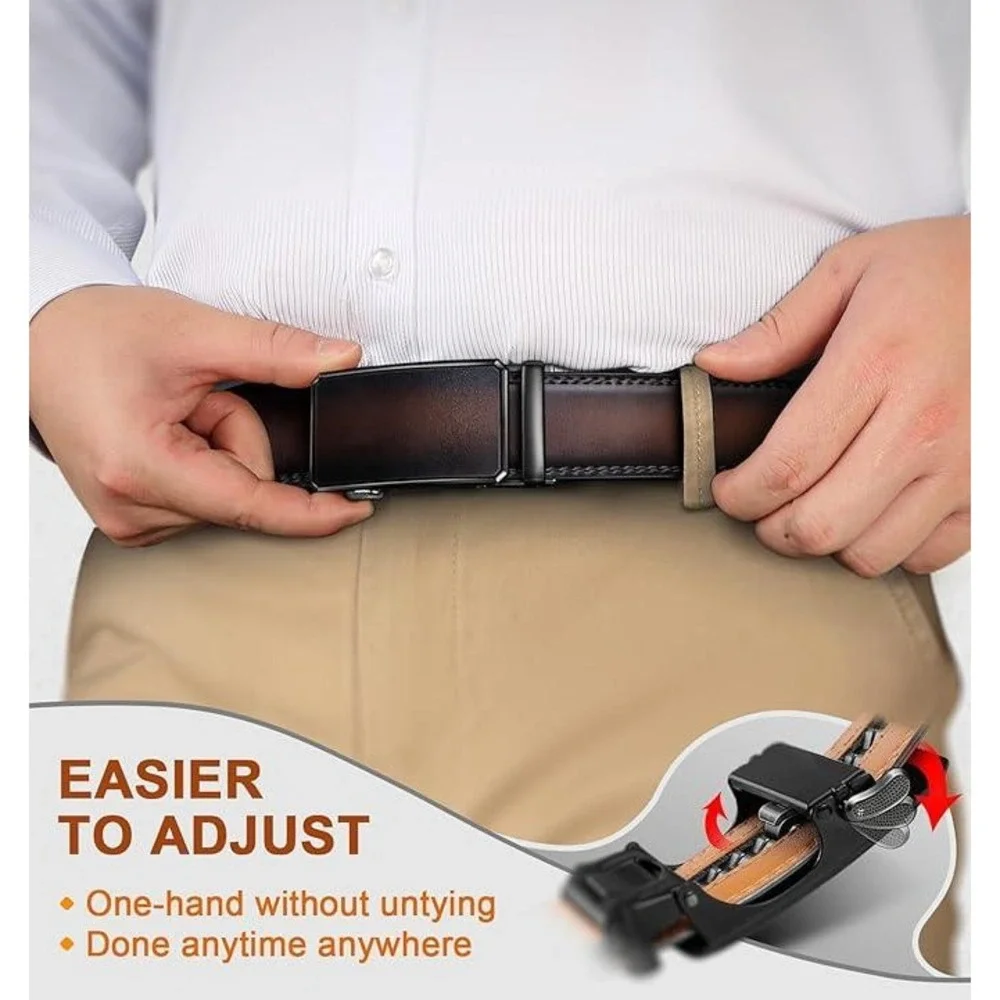 MSRP $52 KEMISANT 2 Pack Mens Leather Ratchet Belt 48